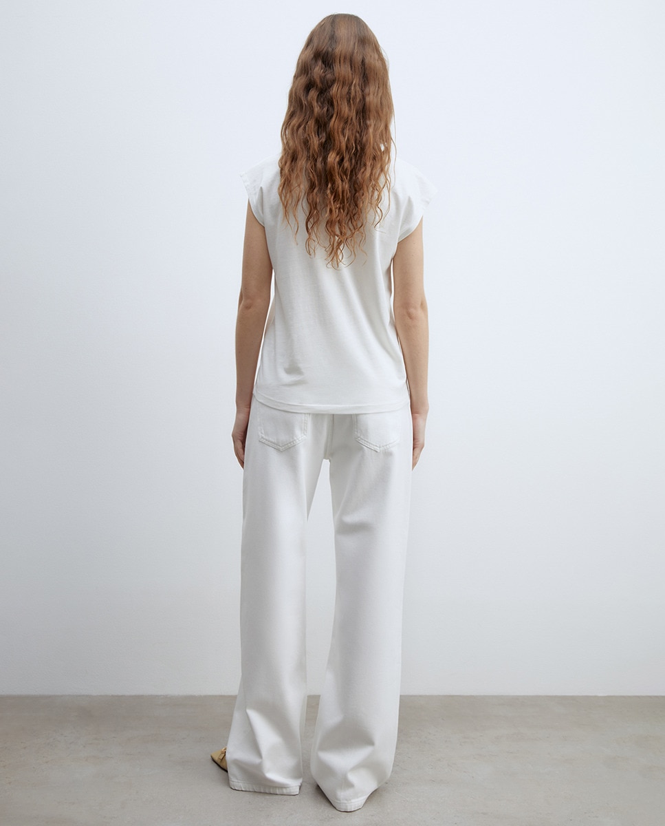 T-shirt com Ilhós Metálicos Branco-5