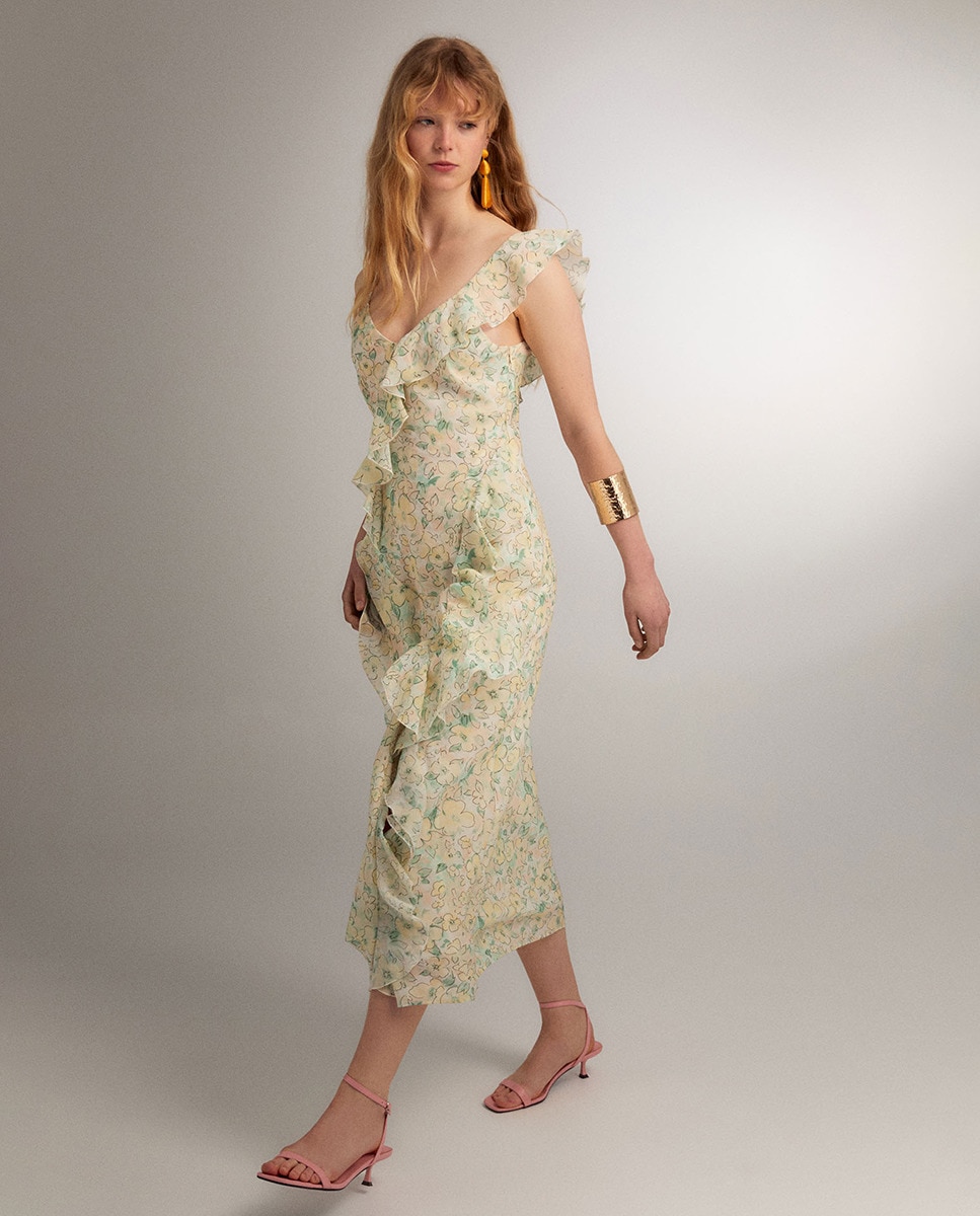 Vestido com estampado floral Amarelo-2