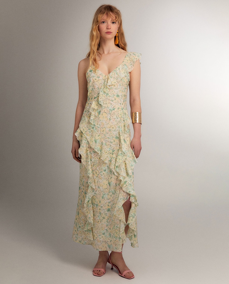 Vestido com estampado floral Amarelo-1