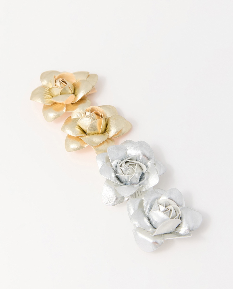Conjunto de Molas com Flores Ouro-2