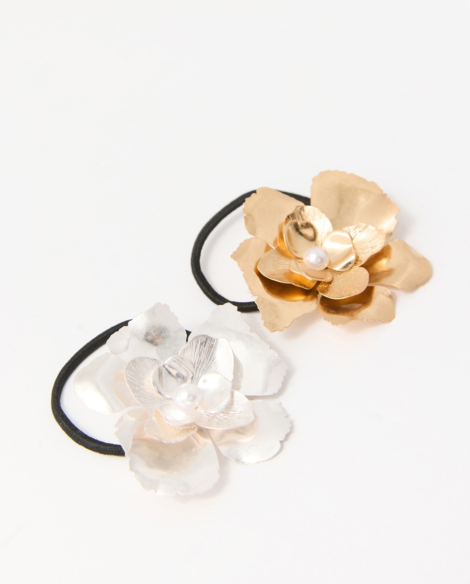 Conjunto de Elásticos com Flor Ouro-2