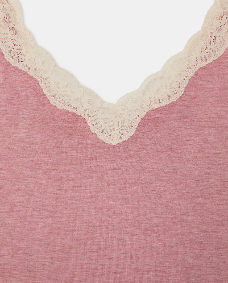 Camisa de Dormir com Alças e Renda 200 Rosa-4