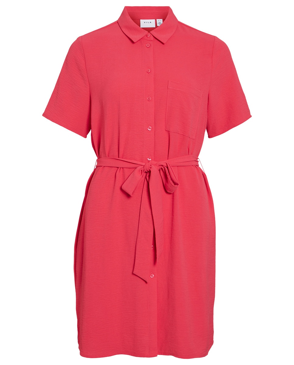 Vestido Camiseiro com Laço Coral-6