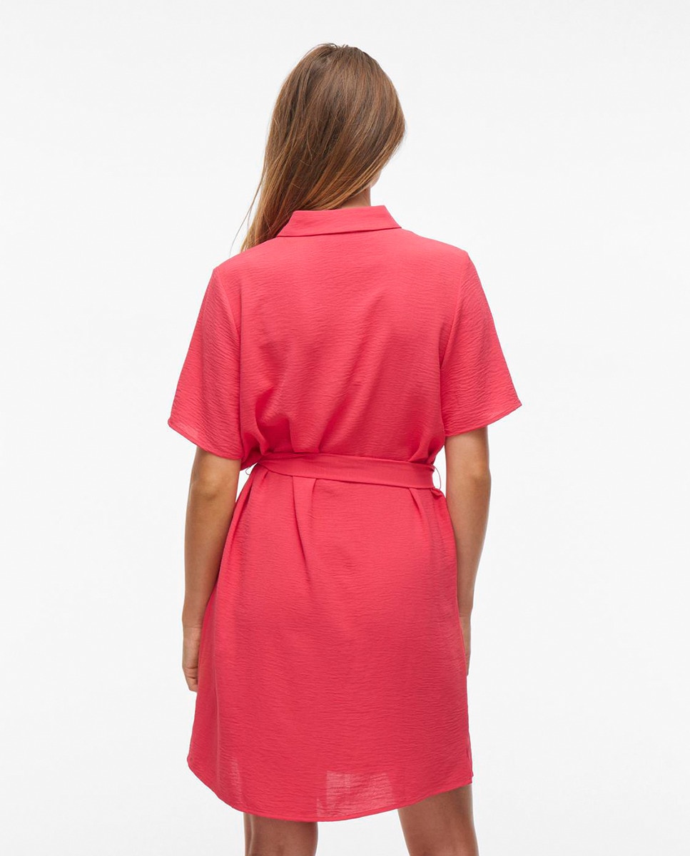 Vestido Camiseiro com Laço Coral-2