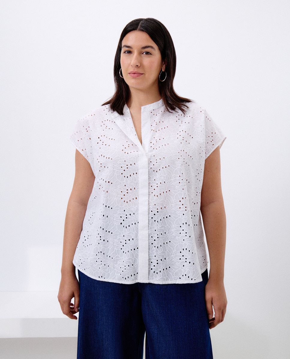 Blusa Lisa de Manga Curta Shiffly Branco-1