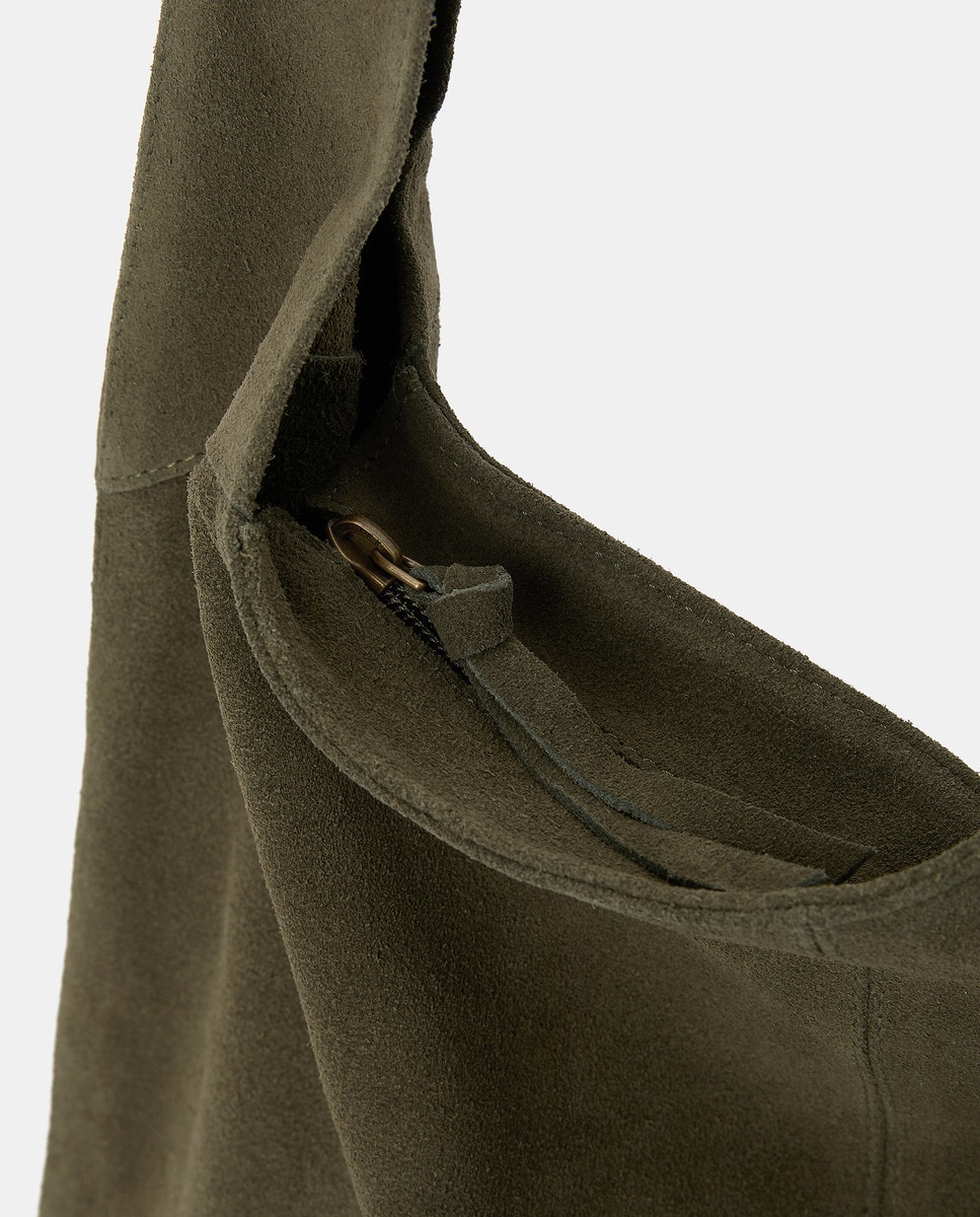 Mala Hobo em Pele com Fecho de Correr 520 Caqui-3