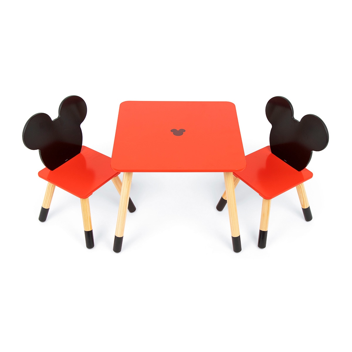 Set mesa + 2 sillas madera mickey iconic Rojo-1
