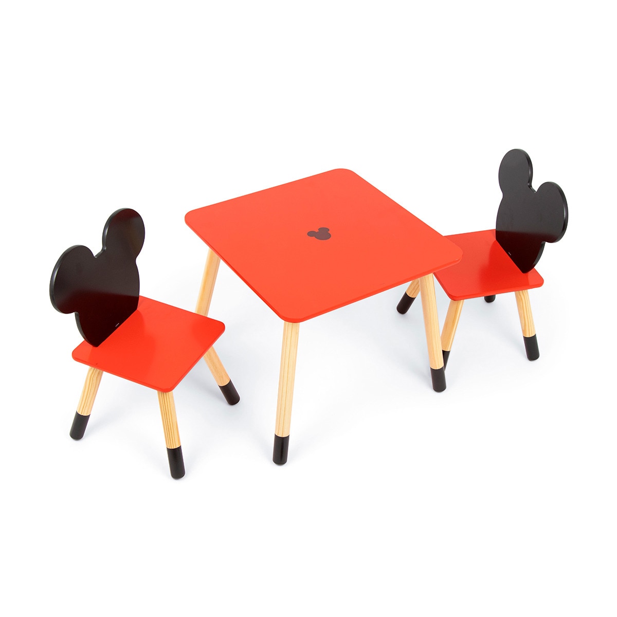 Set mesa + 2 sillas madera mickey iconic Rojo-3