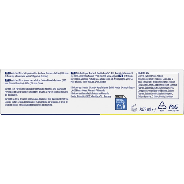 Advanced Zahnpasta zur Vorbeugung von Zahnstein 2er-Pack Rohre 75 ml