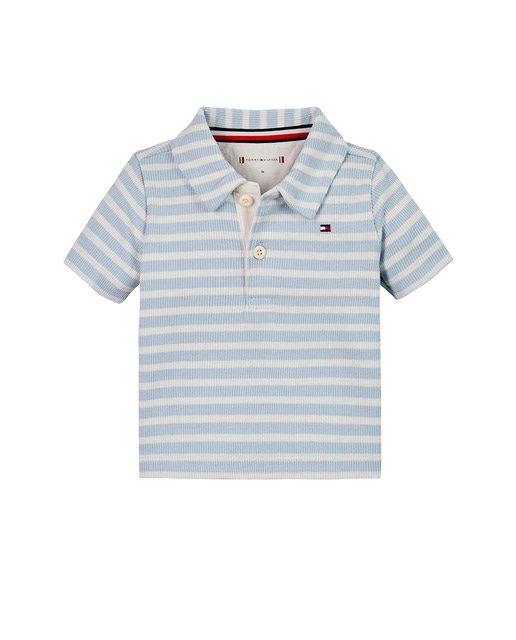 Imagen 0 de Polo de bebé niño de rayas manga corta con bandera bordada