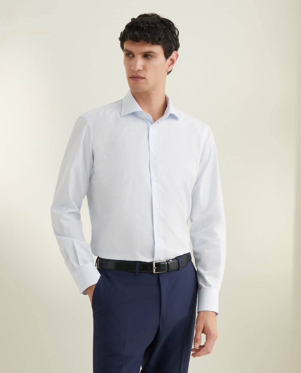 Camisa Clássica de Manga Comprida Non Iron Azul-1