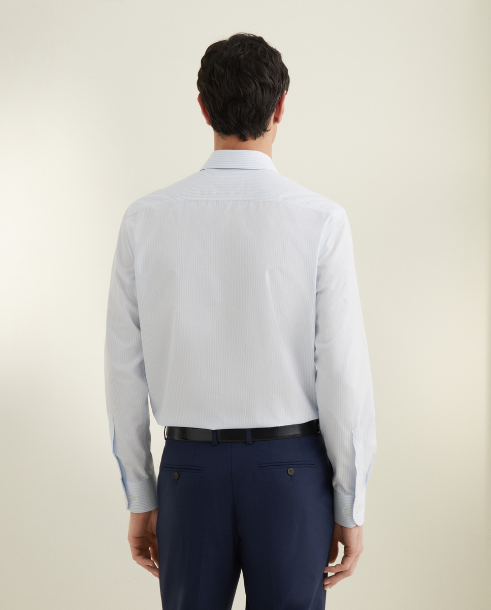 Camisa Clássica de Manga Comprida Non Iron Azul-3
