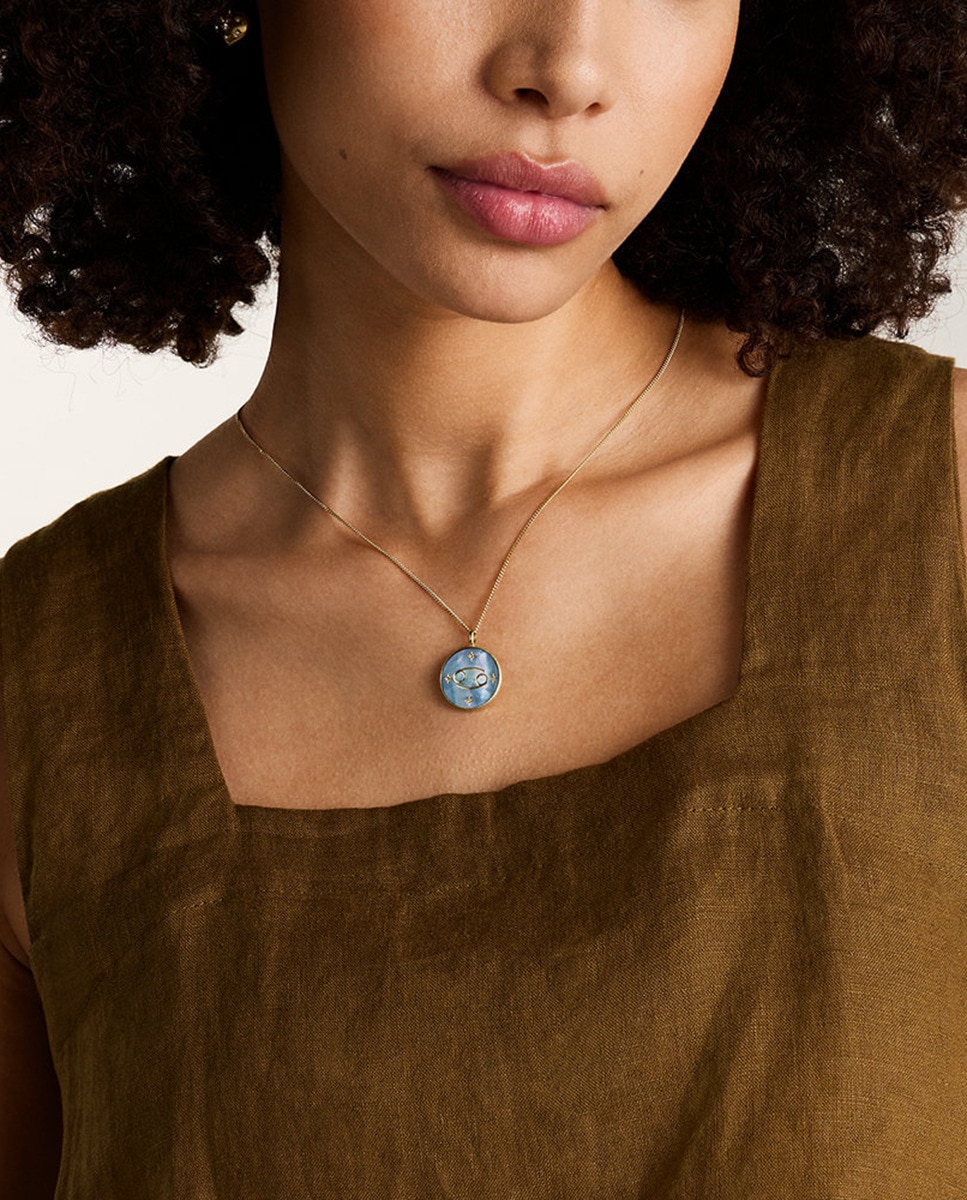 Collar de acero y nácar Oro-8