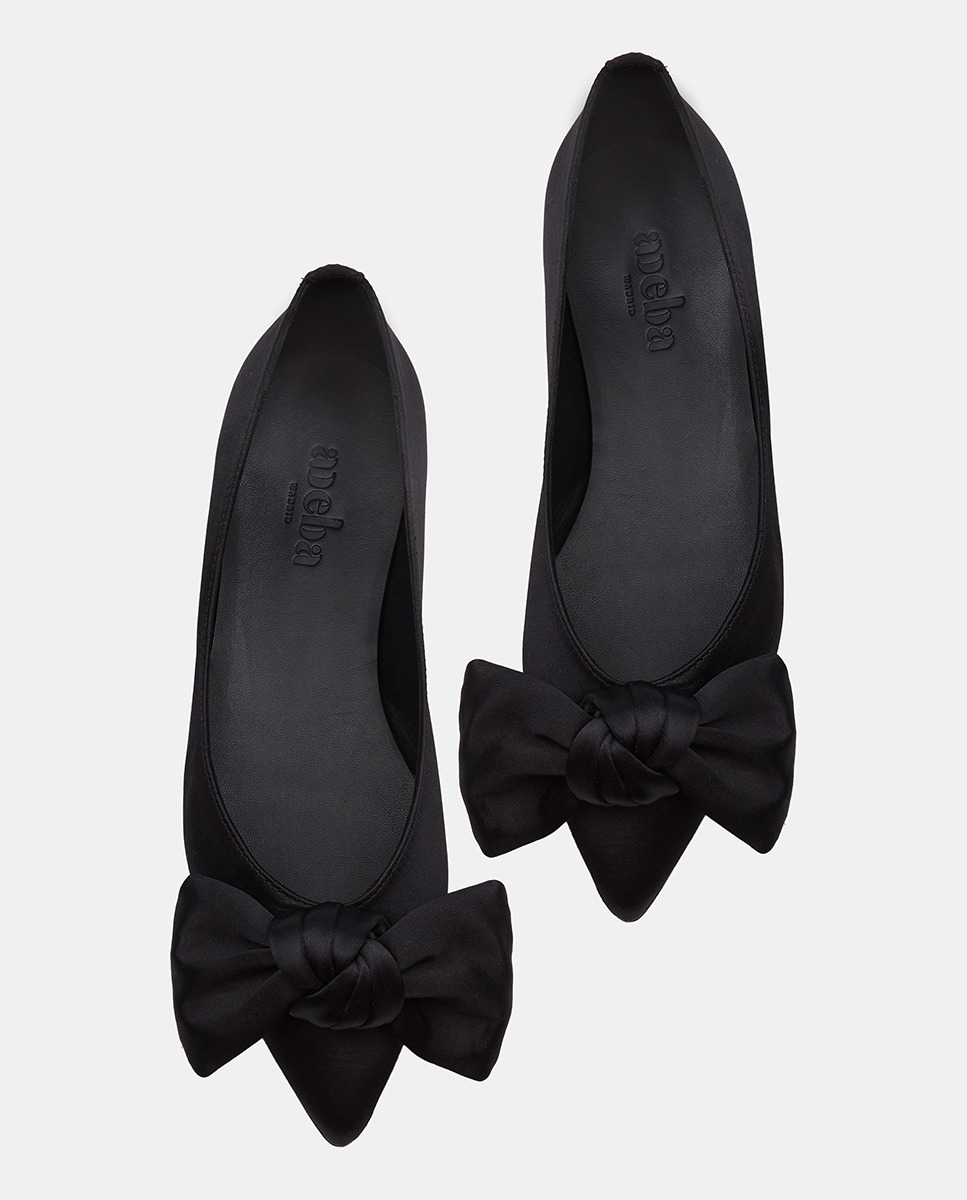 Sabrinas Lutu Satin de Cetim com Laço Preto-3