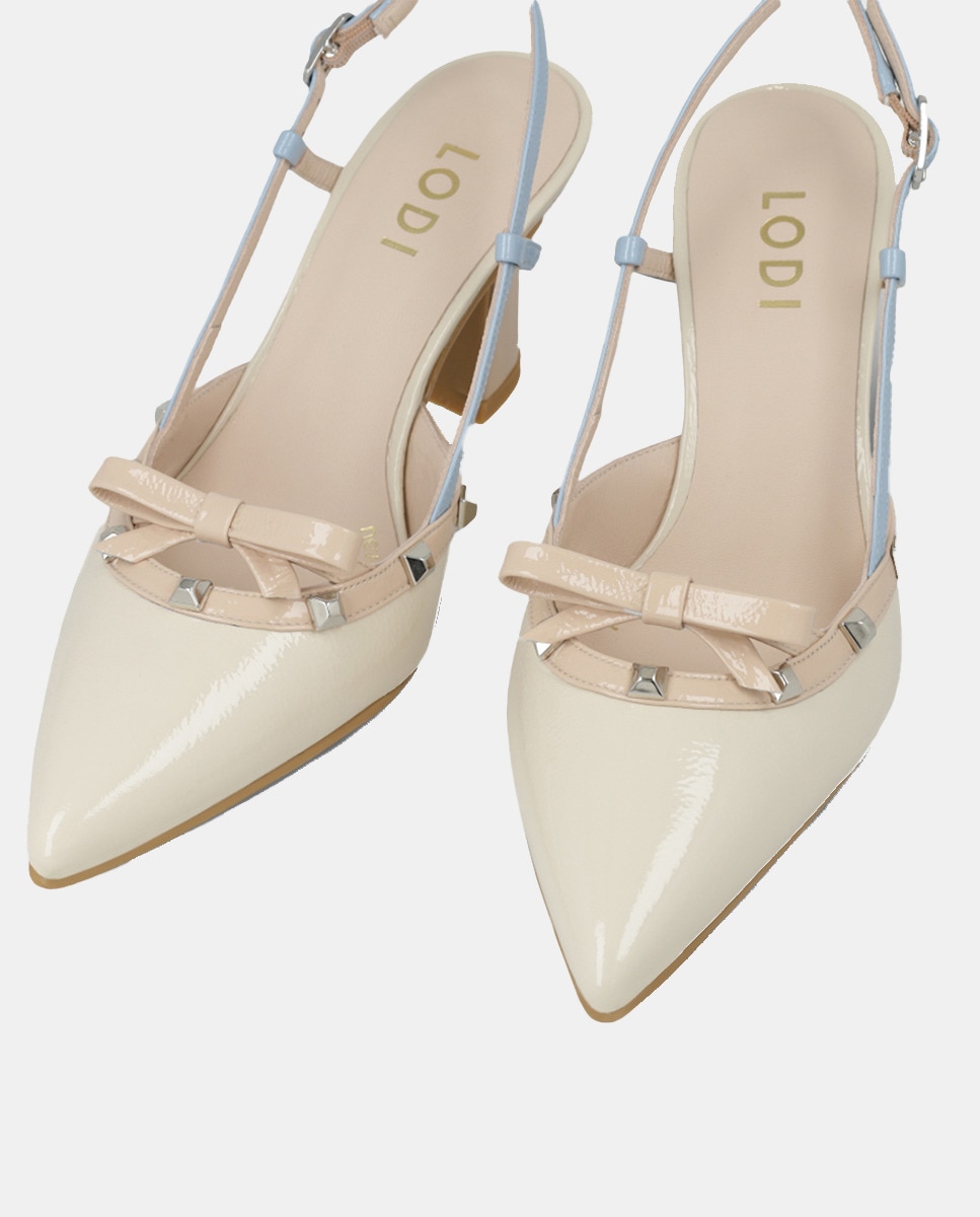 Sapatos Tipo Mules de Salto em Verniz - Pastel Natural-4