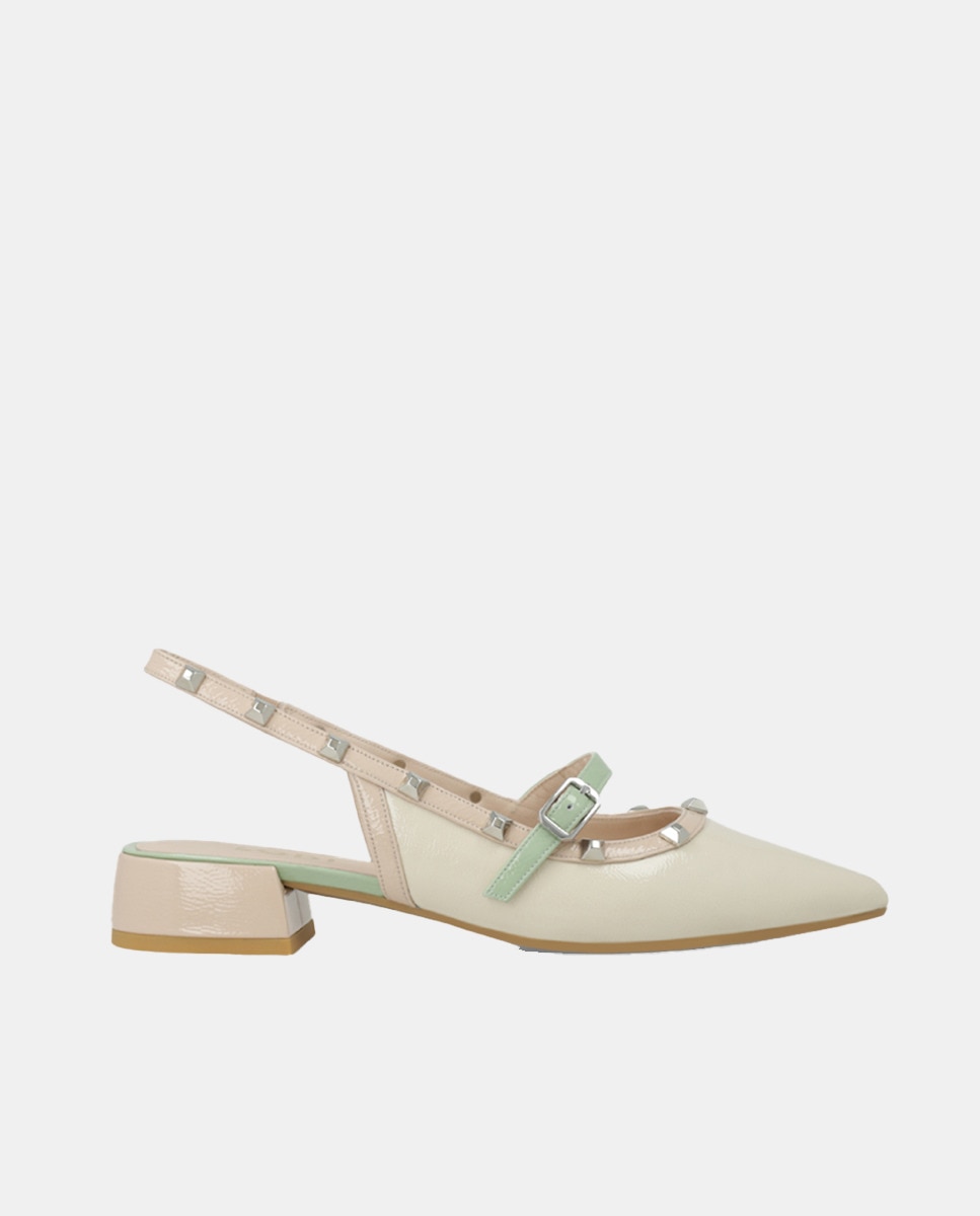 Sapatos Rasos Tipo Mules em Verniz - Pastel Natural-1