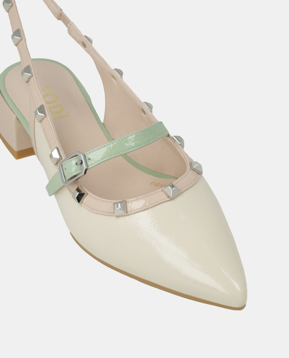 Sapatos Rasos Tipo Mules em Verniz - Pastel Natural-5