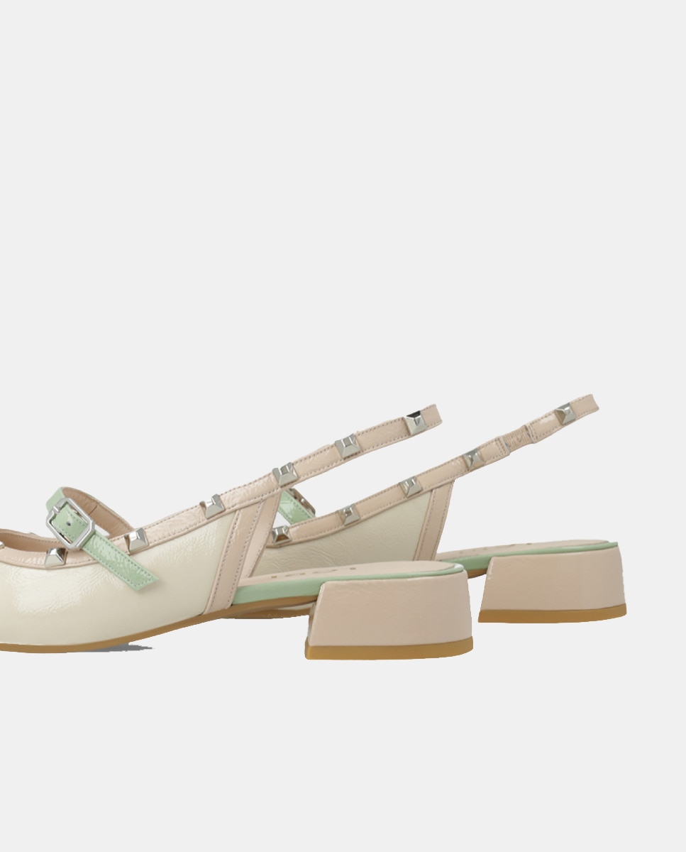 Sapatos Rasos Tipo Mules em Verniz - Pastel Natural-3