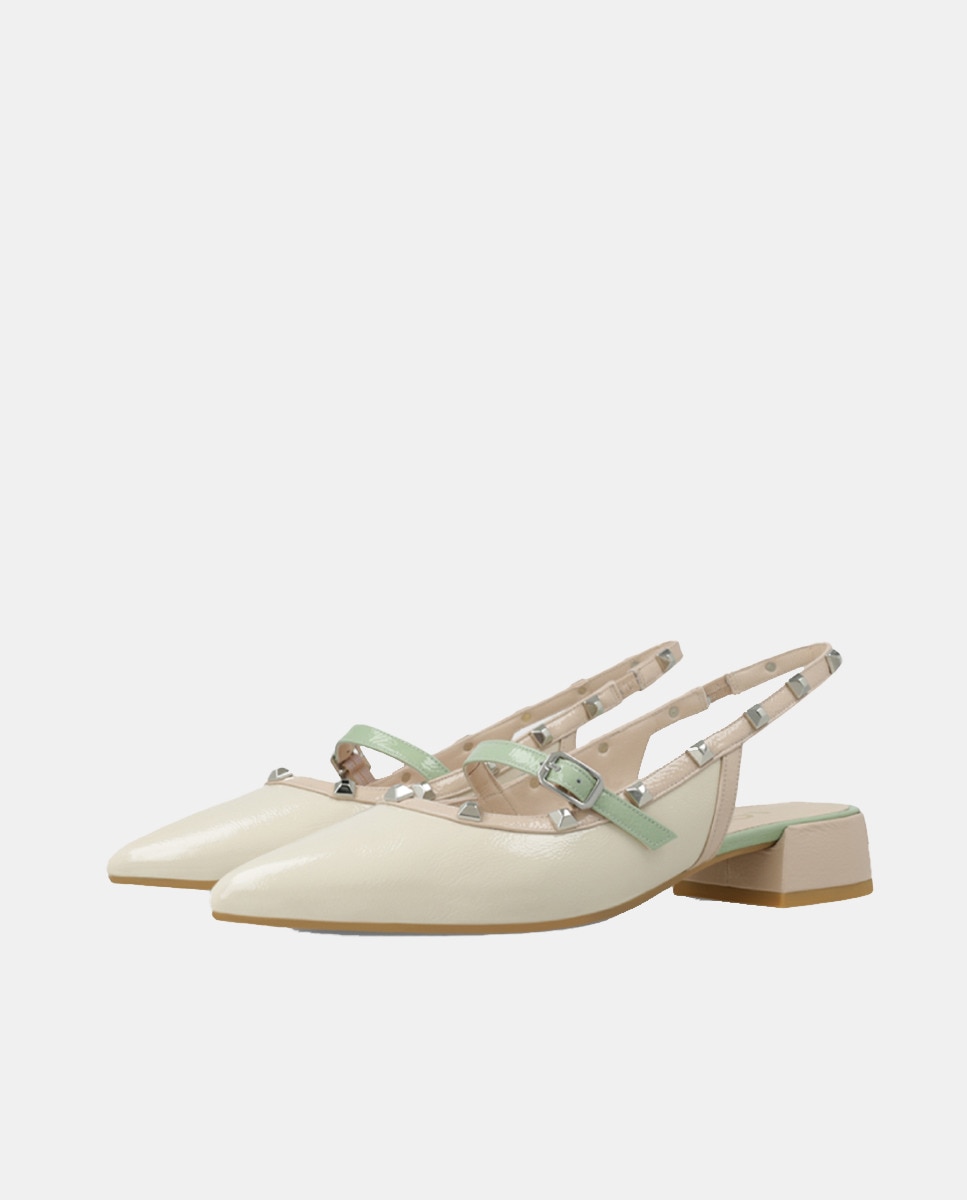 Sapatos Rasos Tipo Mules em Verniz - Pastel Natural-2