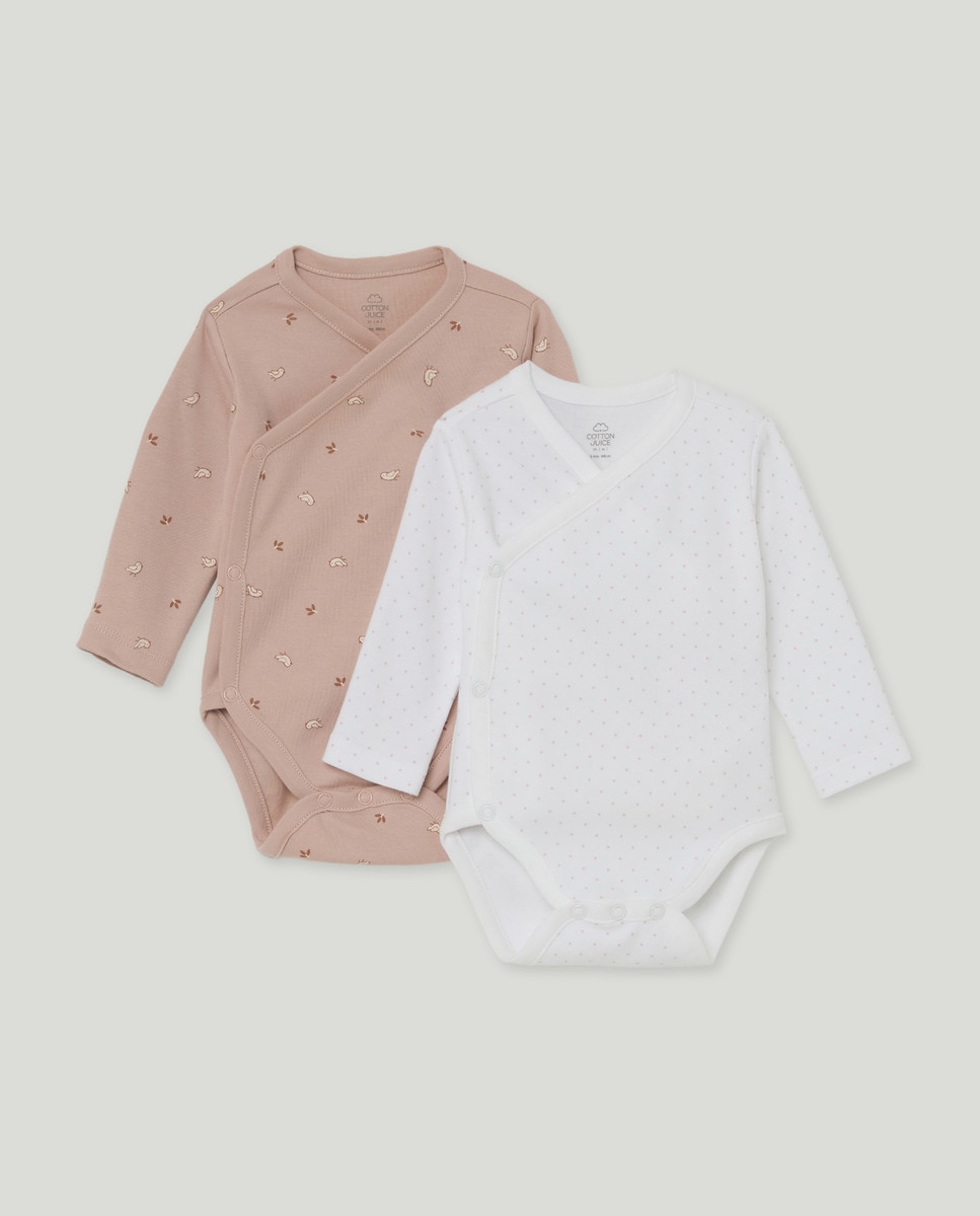 Pack de Dois Bodies de Recém-Nascido com Manga Comprida Rosa-1
