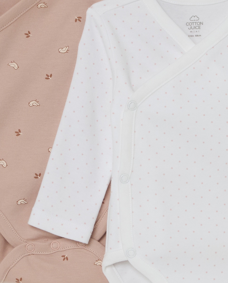 Pack de Dois Bodies de Recém-Nascido com Manga Comprida Rosa-3