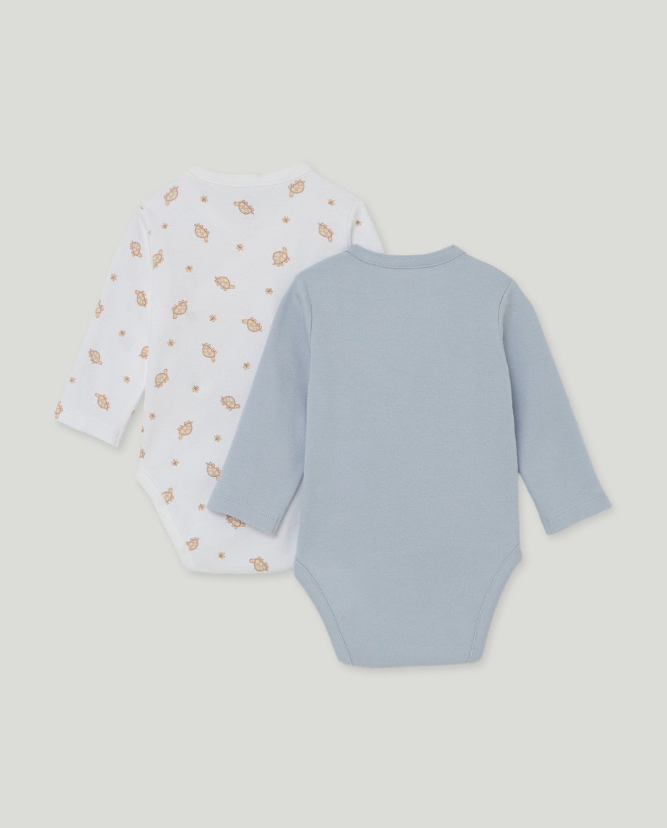 Pack de Dois Bodies de Recém-Nascido com Manga Comprida Azul-2