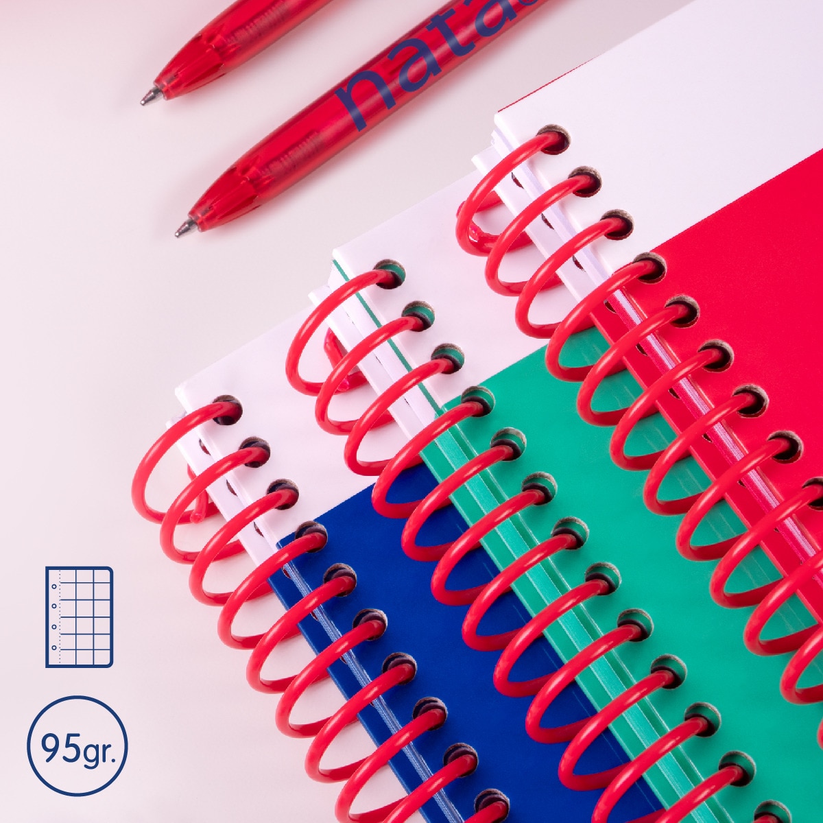 Cuaderno A4 con espiral y tapa dura, papel cuadriculado, 80 hojas de 95gr/m², colección MILAN nata 624 since 1918, verde Verde-2