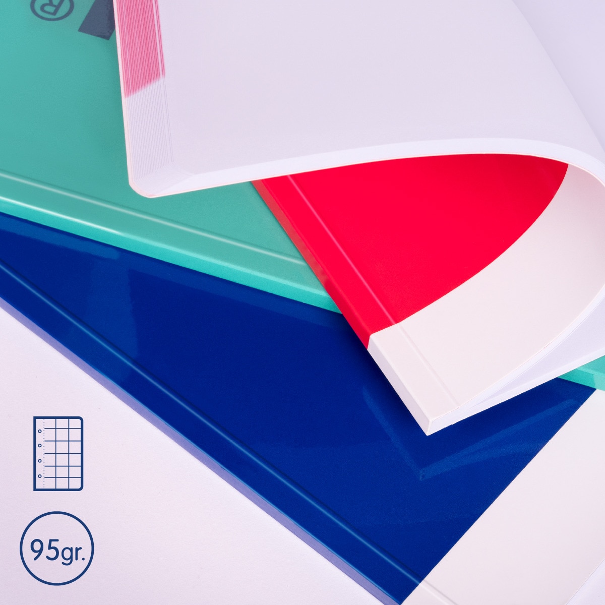 Bloco de notas A4 colado, papel quadriculado, 48 folhas de 95 g/m², coleção MILAN nata 624 desde 1918, rosa Rosa-2