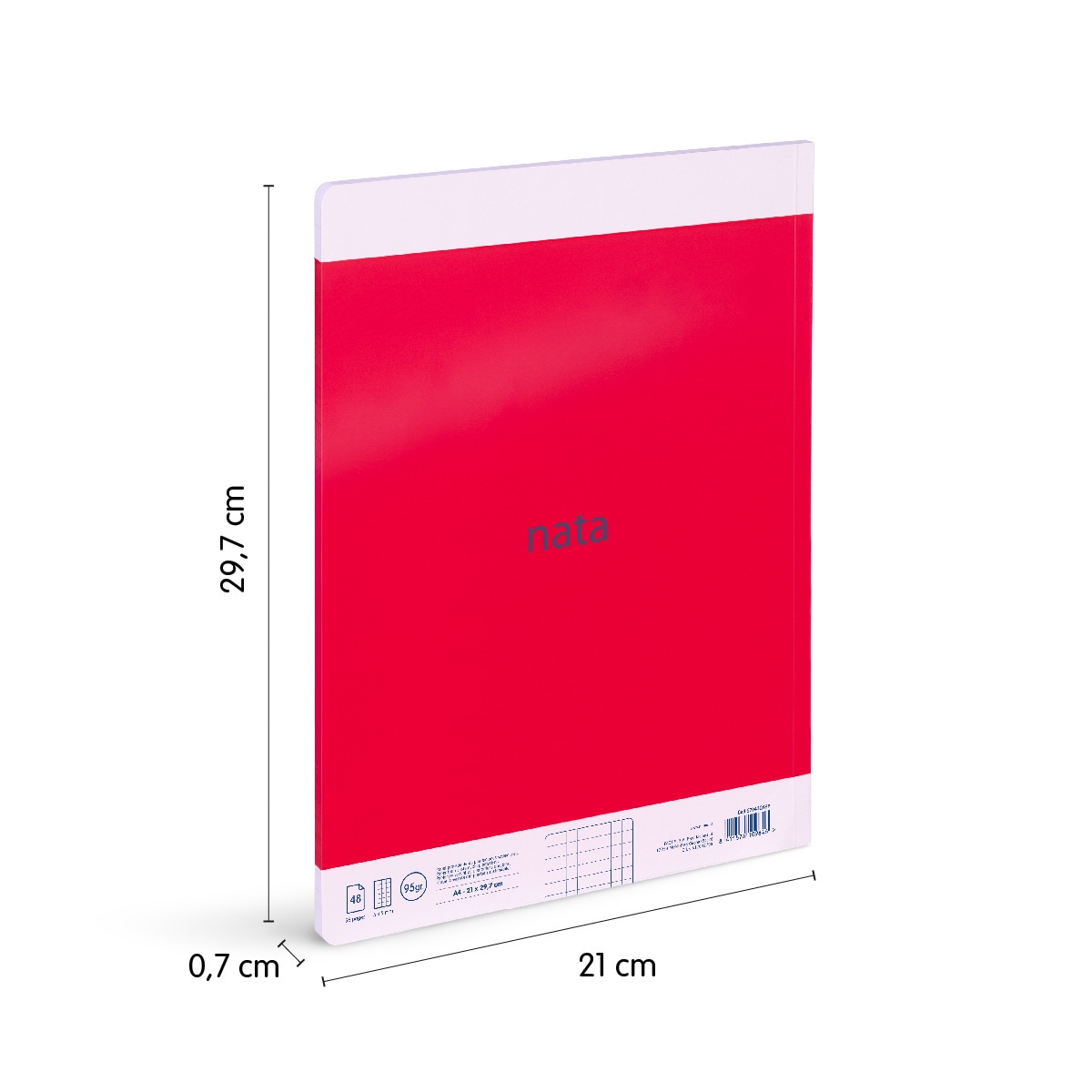 Bloco de notas A4 colado, papel quadriculado, 48 folhas de 95 g/m², coleção MILAN nata 624 desde 1918, rosa Rosa-3