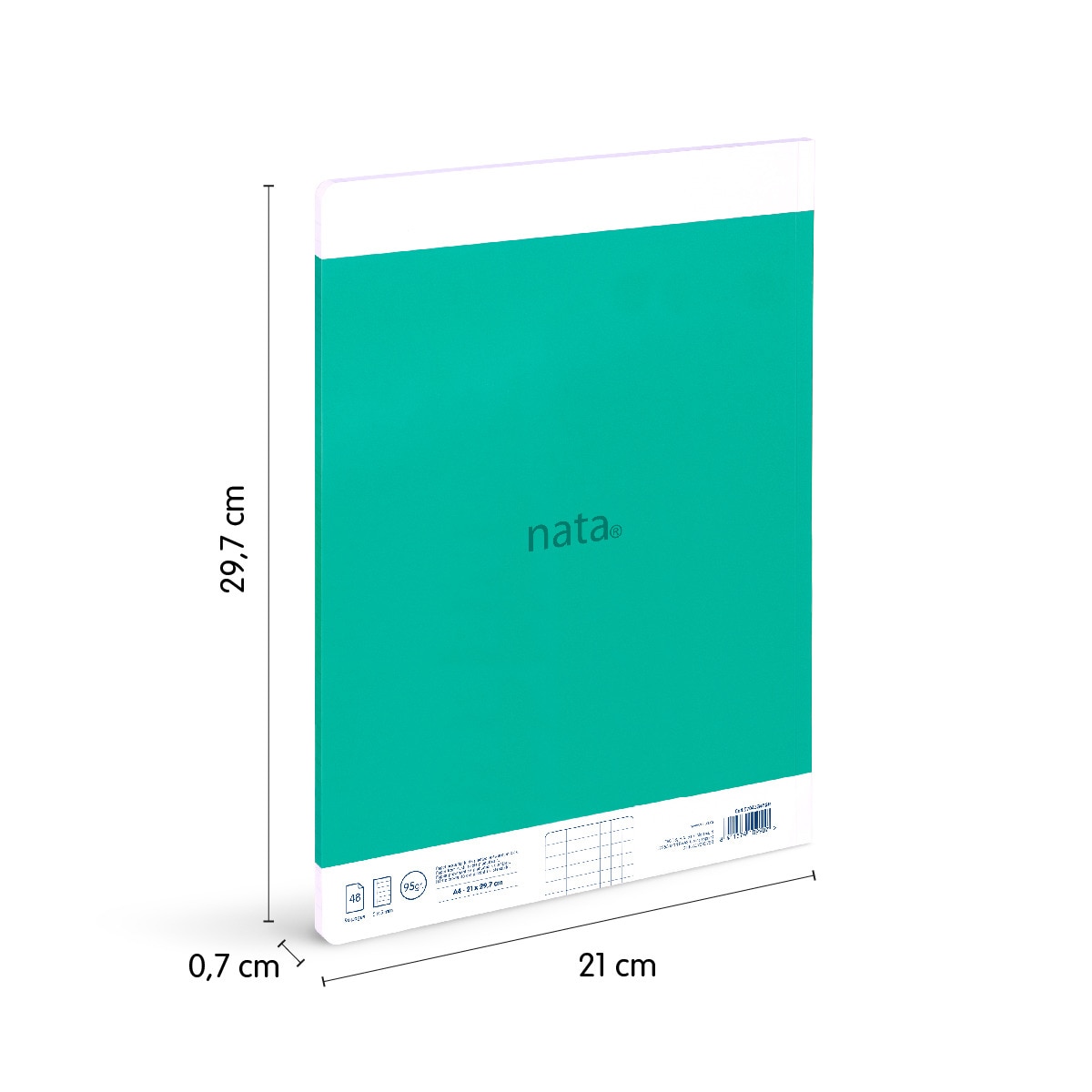 Bloco de notas A4 colado, papel quadriculado, 48 folhas de 95 g/m², coleção MILAN nata 624 desde 1918, verde Verde-3