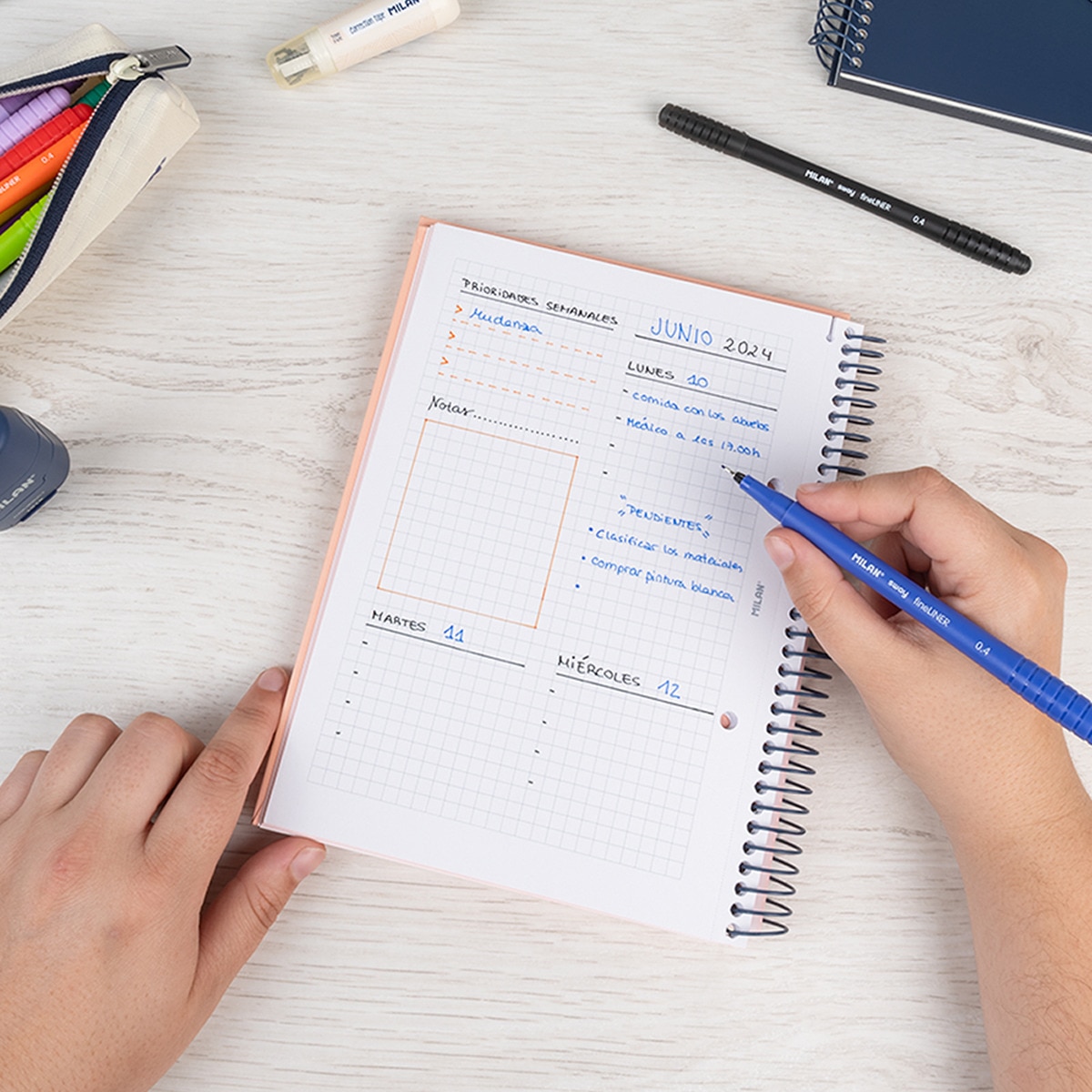 Caderno A5 com espiral, capa dura, papel quadriculado (5 x 5 mm), 80 folhas, 95 g/m², coleção 430 desde 1918, bege Bege-4