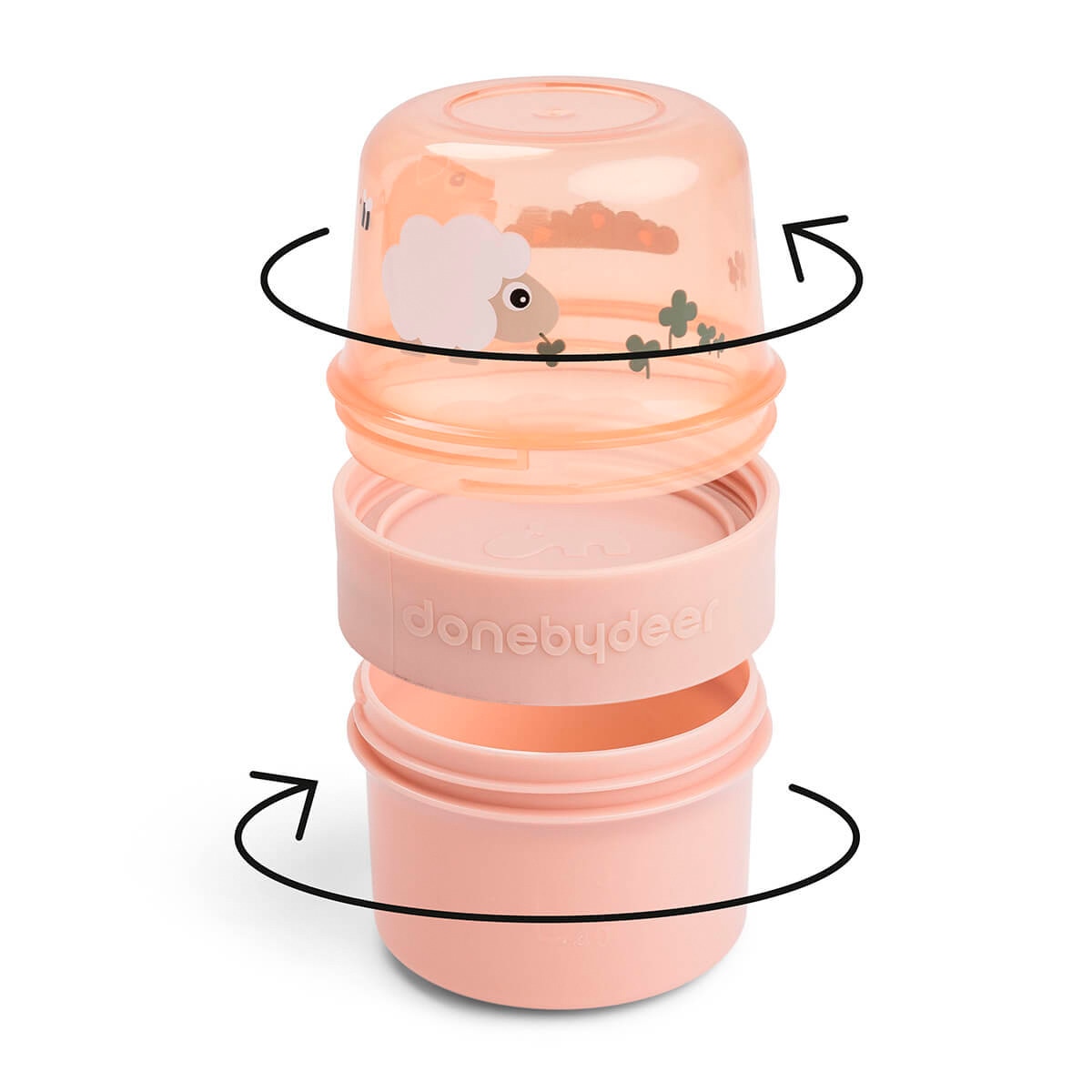 Recipiente conservación snack Done by Deer to go 2-way 150ml Tiny farm Rosa claro-2
