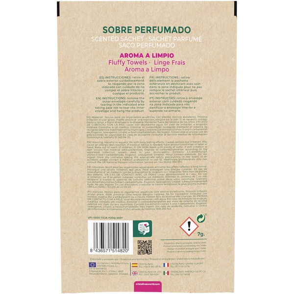 ambientador perfumado de armario aroma a limpio sachet 1 each