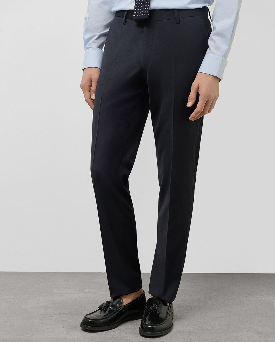 Fato Slim Fit Half Canvas Liso Azul-marinho-7