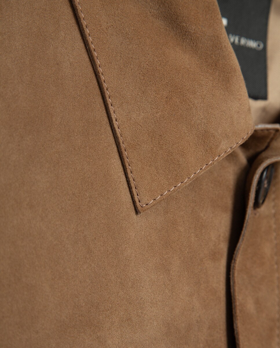 Casaco Safari de Camurça Castanho-claro-4