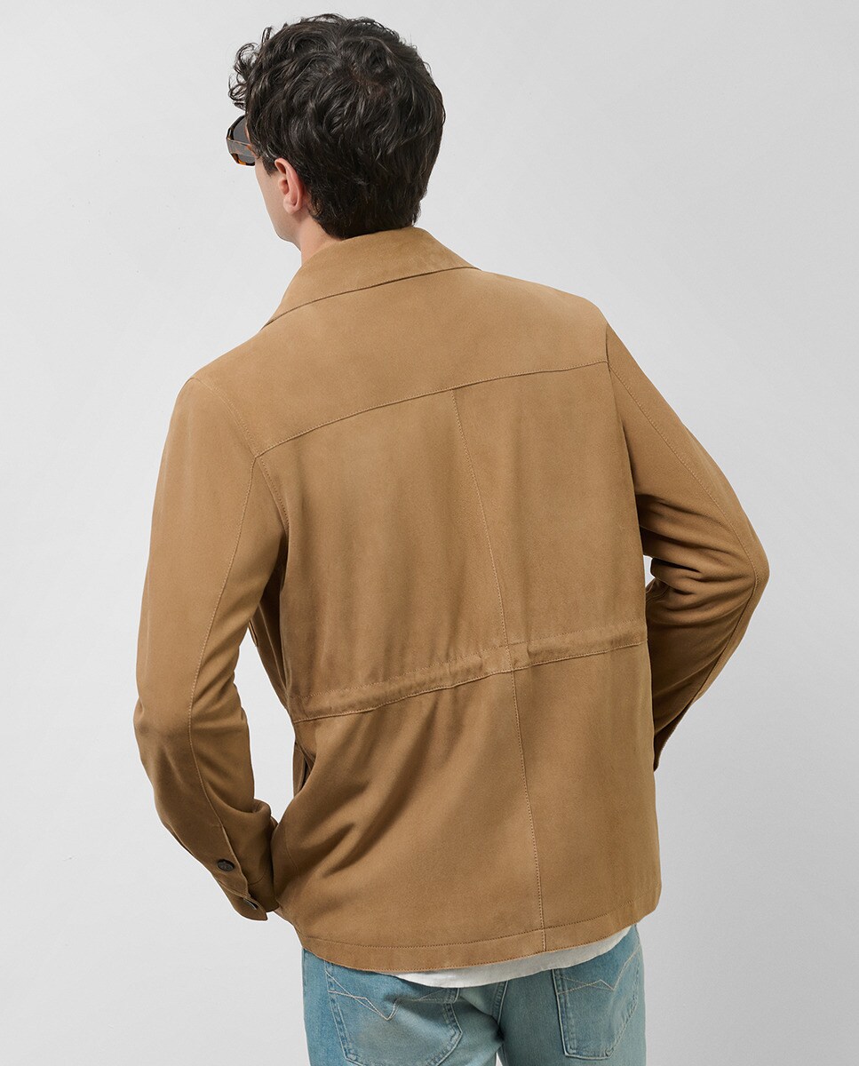 Casaco Safari de Camurça Castanho-claro-3