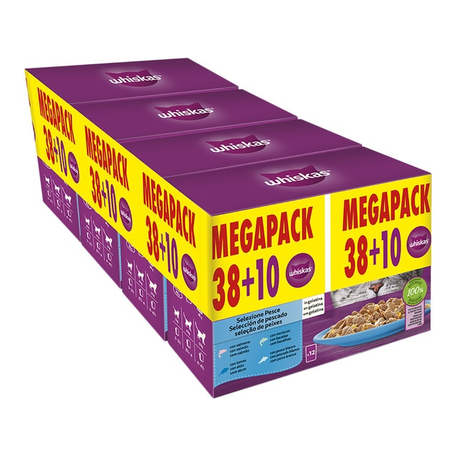 Imagen 0 de Comida húmeda para gatos + 1año Whiskas selección pescados 48 x 85 g
