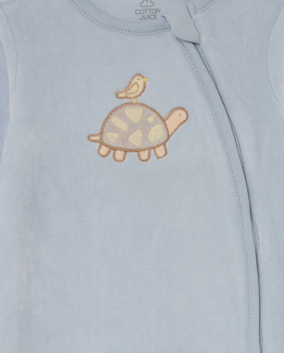 Babygrow Comprido de Veludo de Bebé Azul-3