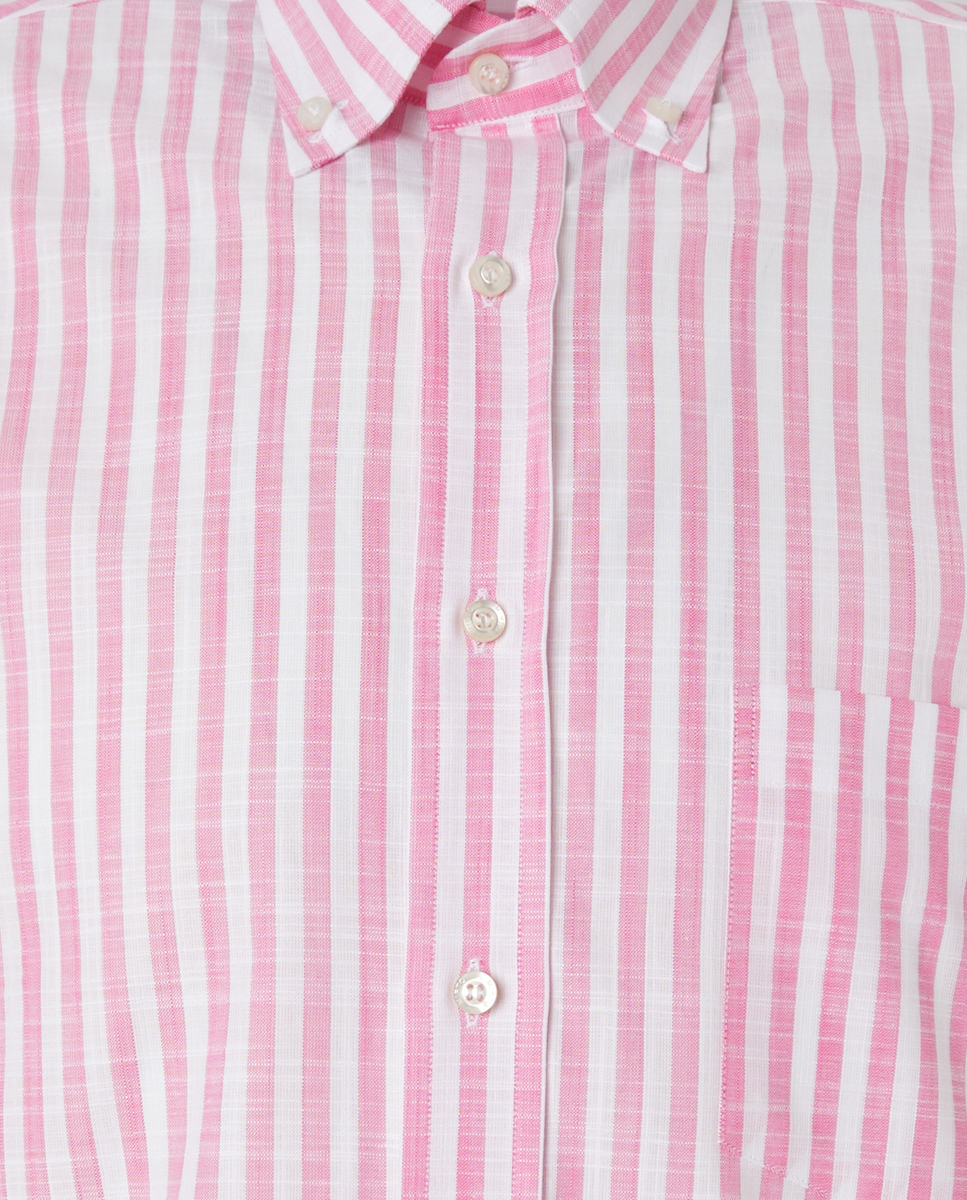 Camisa Casual às Riscas com Manga Curta Tamanhos Grandes Rosa-5