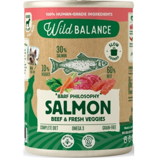 Aliento Húmido para Cão sabor Salmão e Vitela lata 400 g - Wild Balance