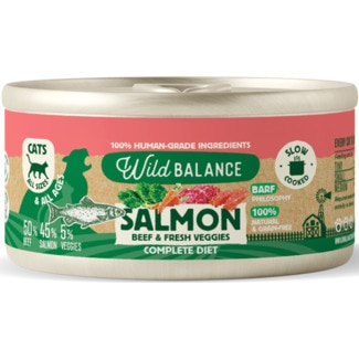 Alimento Húmido para Gato sabor Salmão e Vitela lata 120 g - Wild Balance