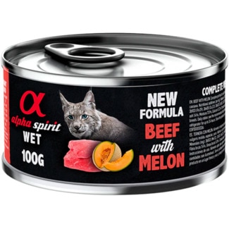 Alimento Húmido para Gato Bife e Melão lata 100 g - Alpha Spirit
