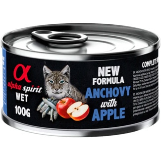 Alimento Húmido para Gato Anchovas e Maçã lata 100 g - Alpha Spirit