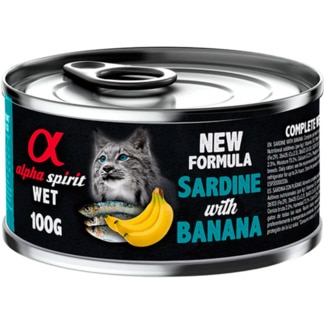Alimento Húmido para Gato Sardinha e Banana lata 100 g - Alpha Spirit
