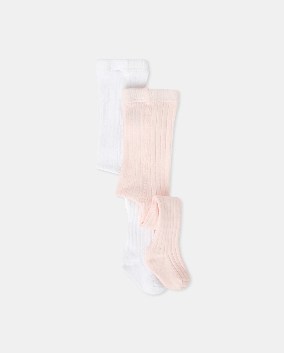 Imagem 0 de Pack de 2 Collants Canelados Lisos de Bebé