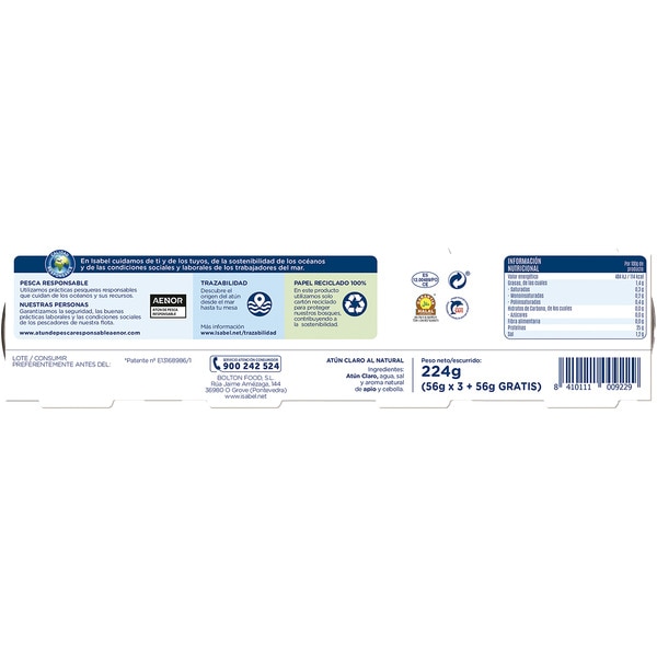 atún claro súper natural pack 3 lata 52 g neto escurrido