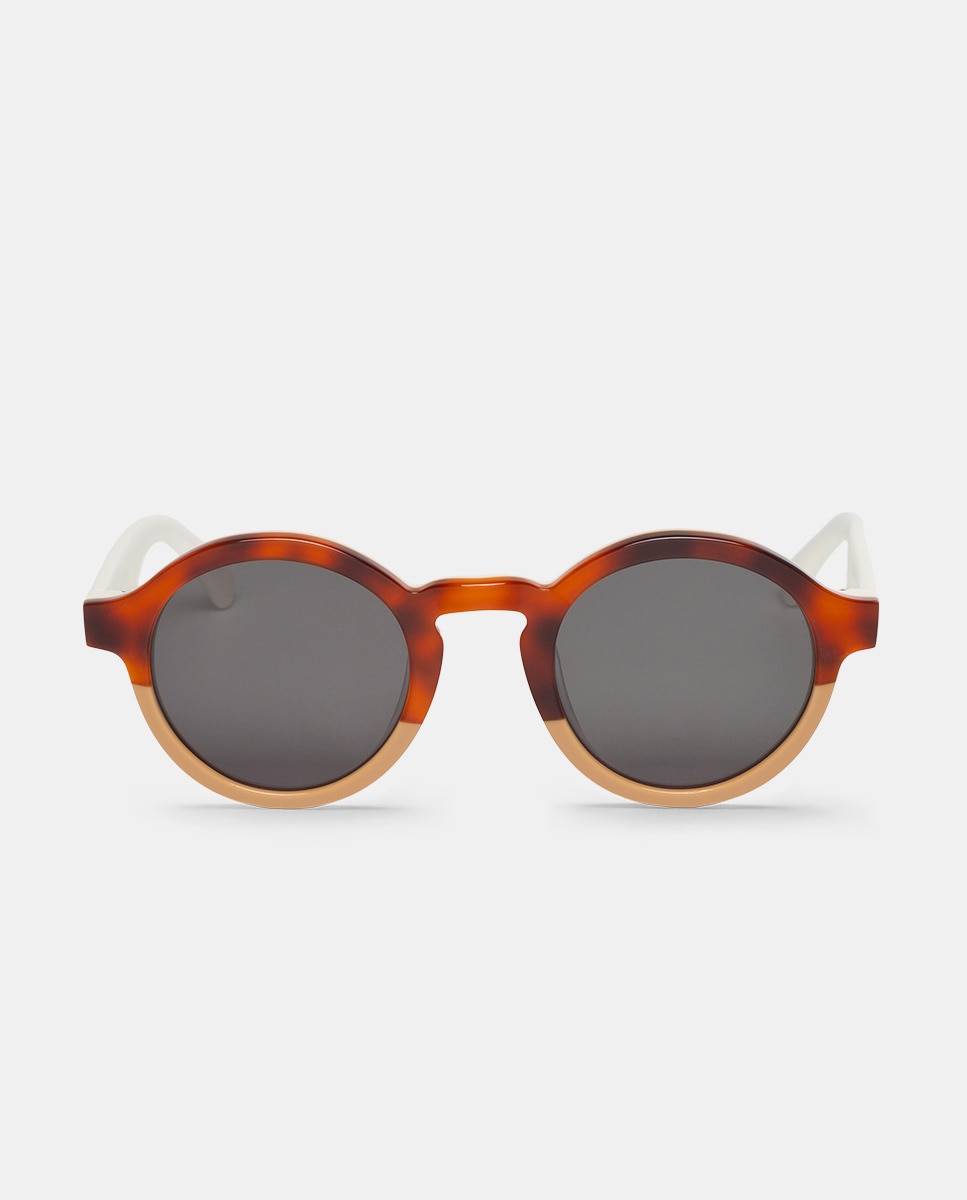 Óculos de sol unissexo Mr. Boho redondos com armação estampada castanha Multicolor-1