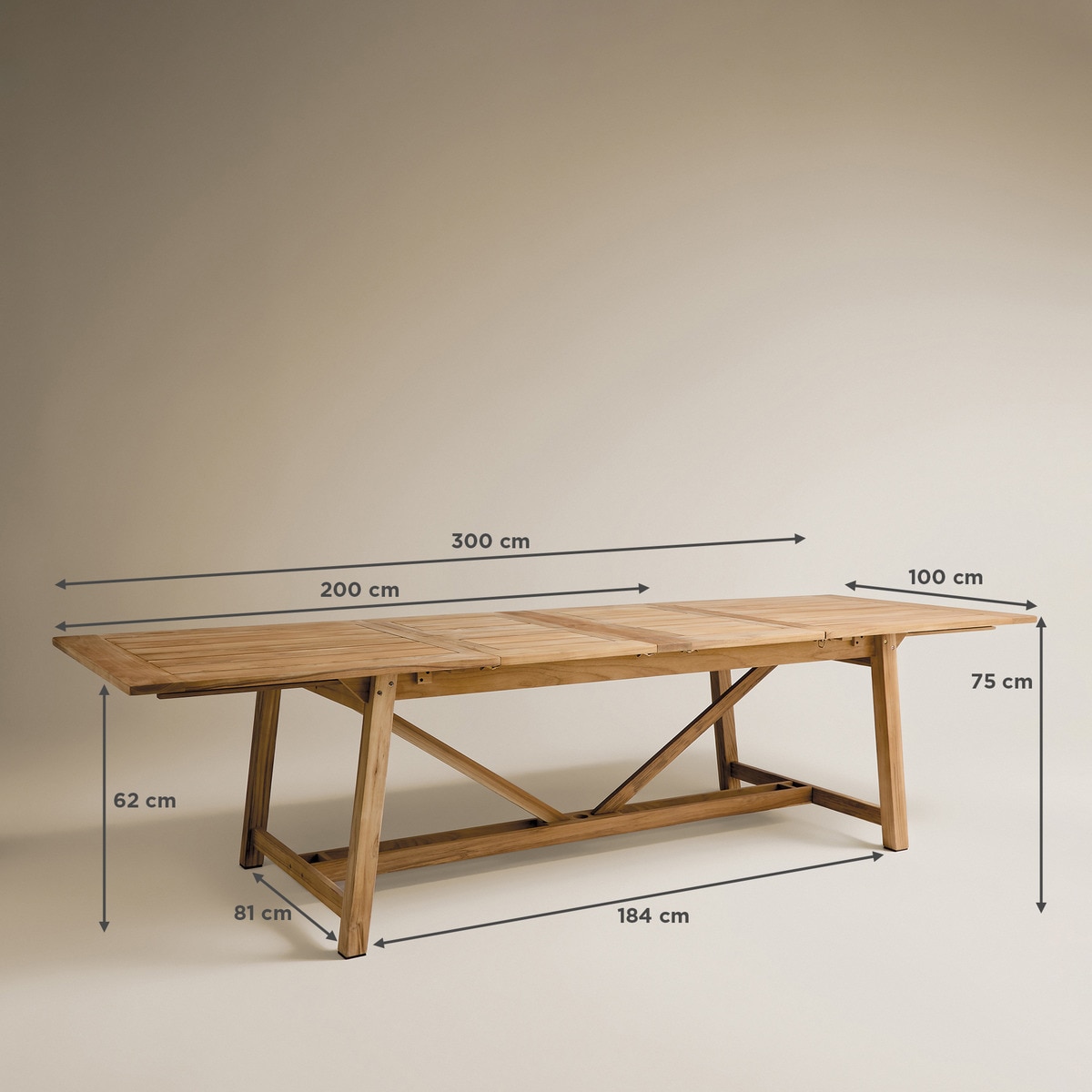 Mesa de Refeições Extensível de Teca Arrecife Natural-11