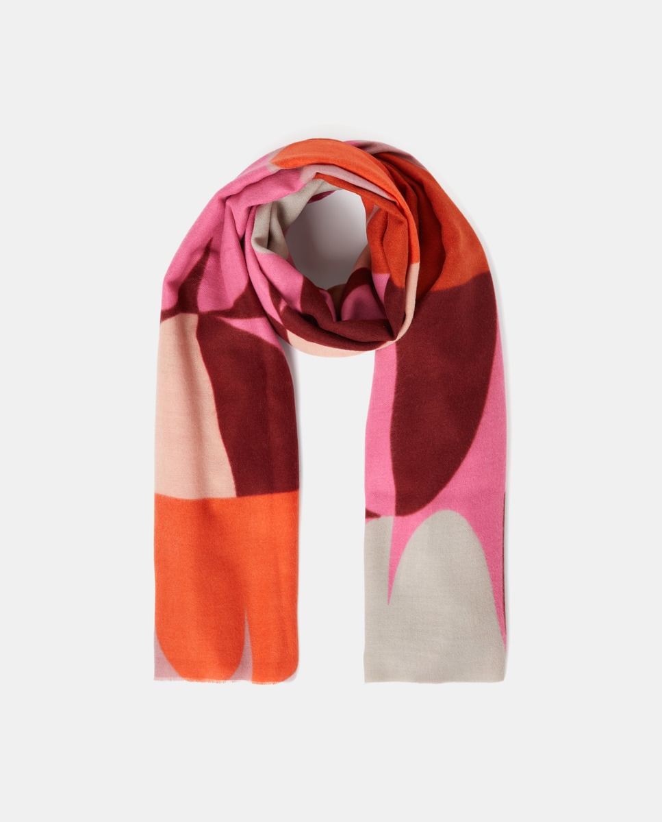 Cachecol Soft com Estampado Geométrico 630 Coral-2