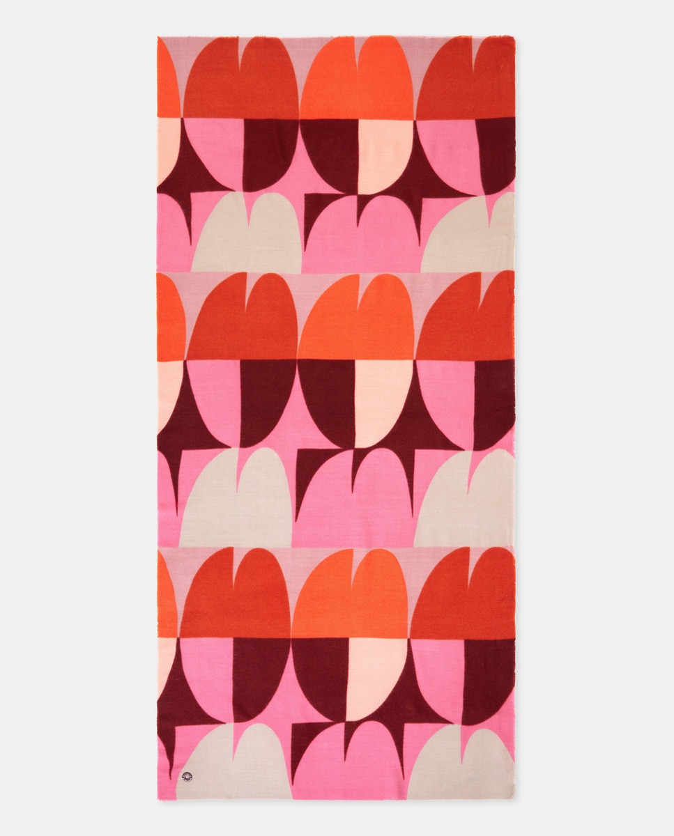 Cachecol Soft com Estampado Geométrico 630 Coral-3